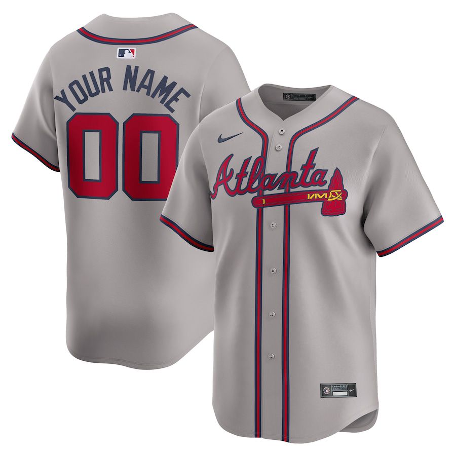 Men Atlanta Braves Nike Gray Away Limited Custom MLB Jersey->customized mlb jersey->Custom Jersey